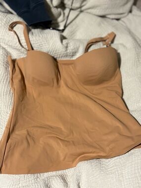 SKIMS Warm Tan Strapless-Look Bodysuit Top